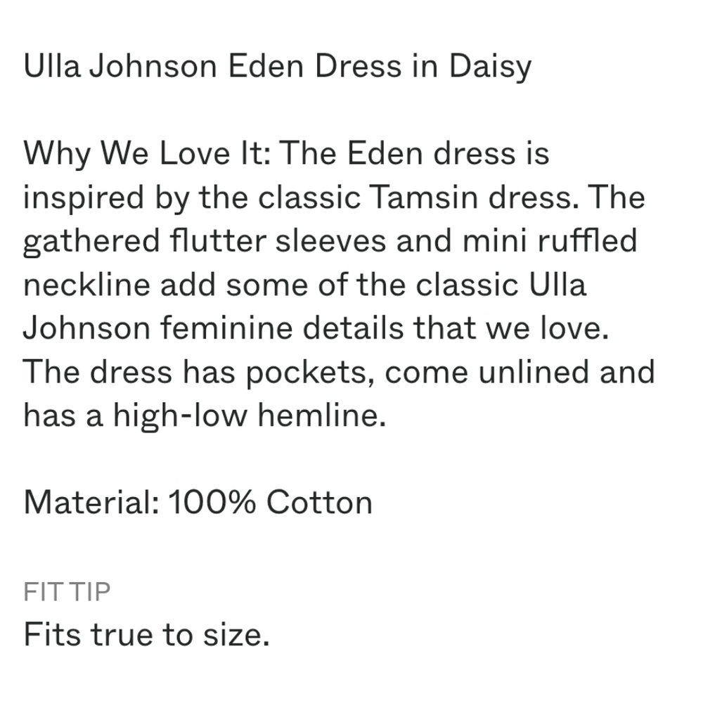 Ulla Johnson Eden Floral Ruffle Sleeveless Dress Size 8 - Picture 7 of 7